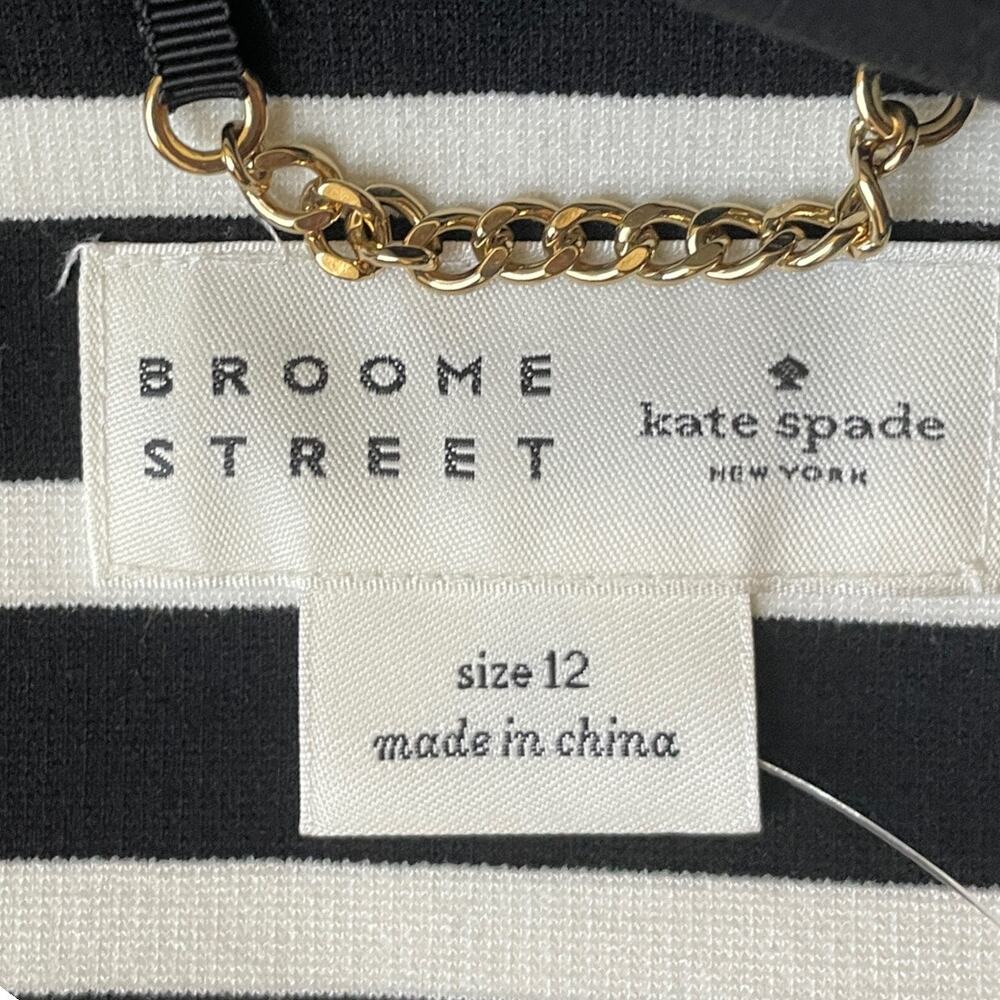 Women's Size 12 Kate Spade Broome Street Black/Cream Stripe Peacoat Jacket - Picture 12 of 12